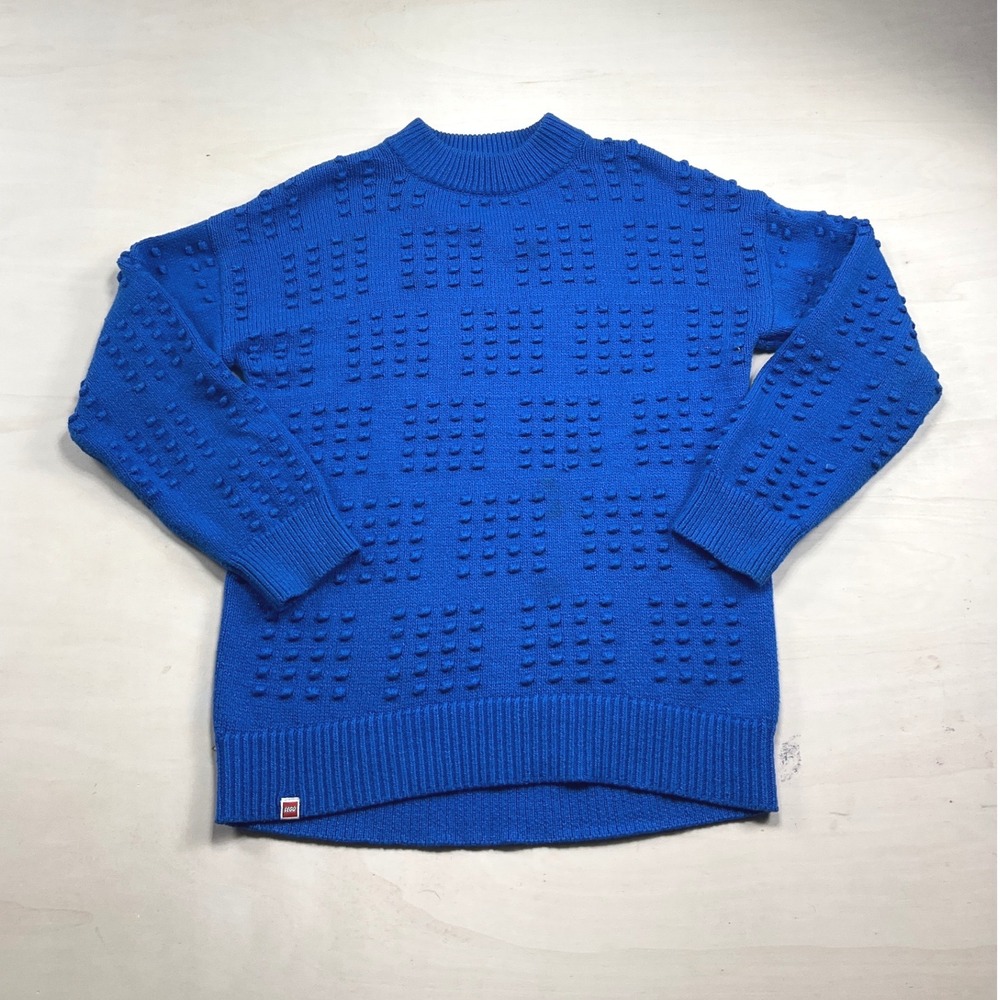 LEGO x Target Blue Textured Brick Knit Sweater Mens Small Crew Neck Pullover